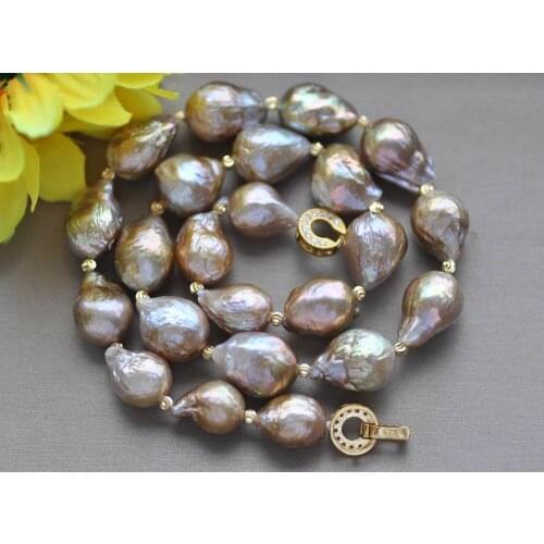 Z10111 17"-24" 18mm Peacock-Lavender Drop Edison KESHI Pearl Necklace CZ