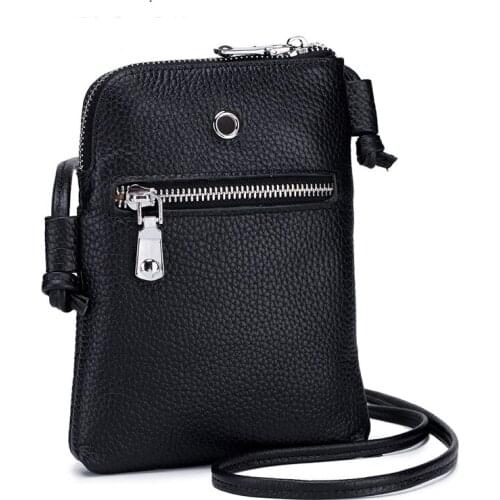Women Genuine Leather Vertical Section Inclined Zipper Decoration Cross Body Bag Mix Color