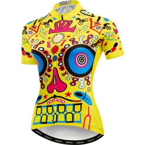 Weimostar Womens Cycling Jersey Clothing Short Sleeve Bike Jersey Quick Dry Maillot Ciclismo MTB Skull Bicycle Shirt Tops