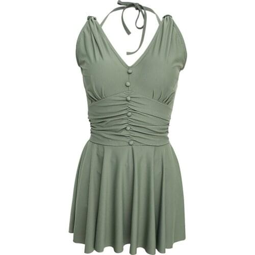 Women Solid One Piece Swimwear Push Up Bathing Suit Swim Beach Dress Summer Sexy Swimming Holiday Wear Female Swimsuit Swimdress