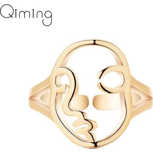 Punk Ethnic Abstract Human Face Finger Gold Ring Women Fashion Alloy Knuckle Rings Birthday Jewelry Gift Bague Femme