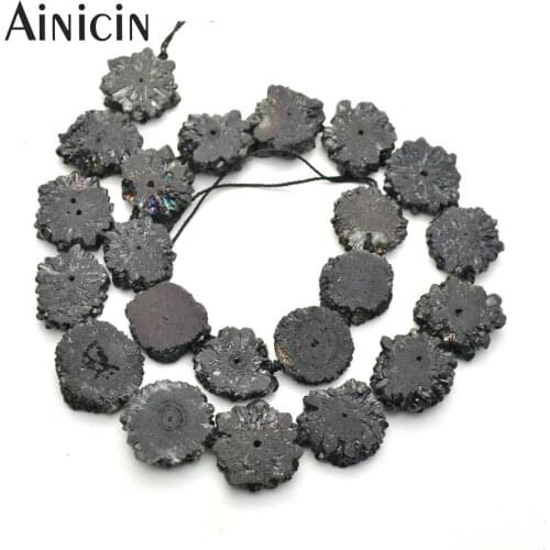 1 Strands (22beads ) Drusy Crystal Cluster Beads 16~18mm Flower Shape For Jewelry Making Findings