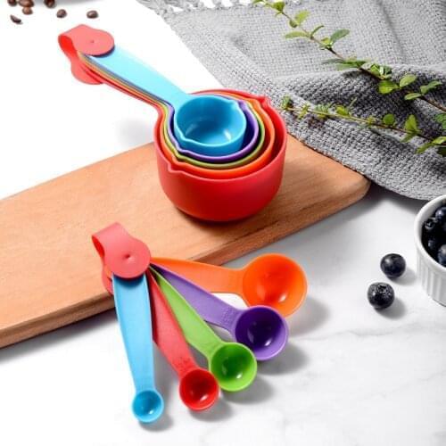 10Pcs Colourful Measuring Cup Measuring Spoon Sugar Scoop Tea Coffee Kitchen Measuring Tool Flour Measuring Cup Baking Supplies