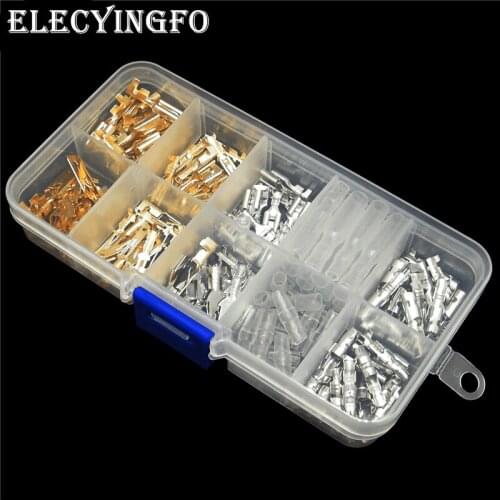 150pcs Female Spade Connector 2.8mm /4.8mm /6.3mm Crimp Terminal Bullet Connector with Insulating Sleeves with box