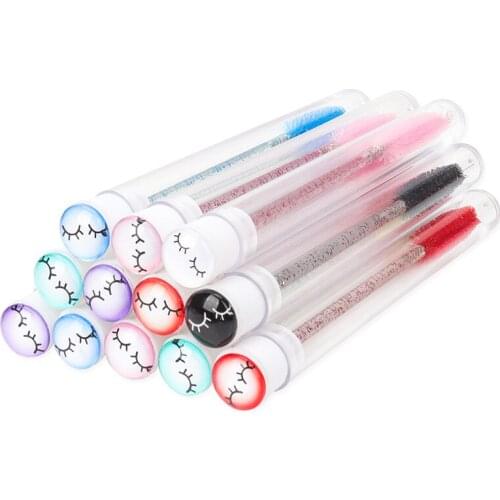 5/10 pcs Reusable Eyebrow Brush Tube Disposable Crystal Eyelash Brushes With Resin Drill Replaceable Cosmetic comb Makeup Tools