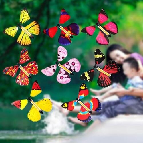 5 PCS Flying in the Book Fairy Rubber Band Powered Wind Up Butterfly Toy Great Surprise Gifts