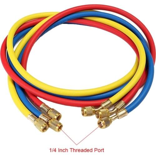 A/C Refrigeration Charging Hose Set for HVAC Air Condition Refrigerant 1/4in SAE Manifold Gauge Set for R134a R404 R410a R22