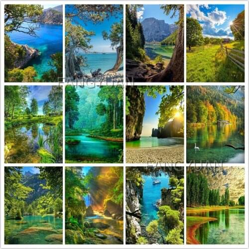 DIY 5D Diamond Painting Landscape Spring Kit Full Drill Embroidery Scenery Mosaic Art Picture of Rhinestones Wall Decor Gift