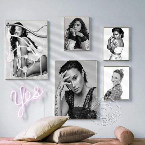 America Singer Demi Lovato Black and White Wall Poster, Movie Star Wall Art, Fans Collection Gift, Actress Vintage Art Prints