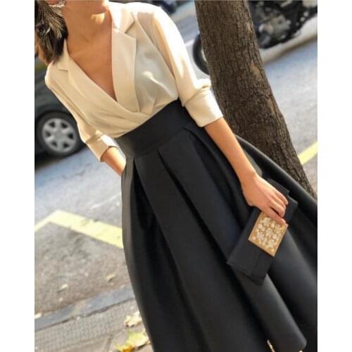 V Neck White Black Short Simple Mother of the Bride Dresses Elegant A-Line Half Wedding Bridal Women Mother Gowns