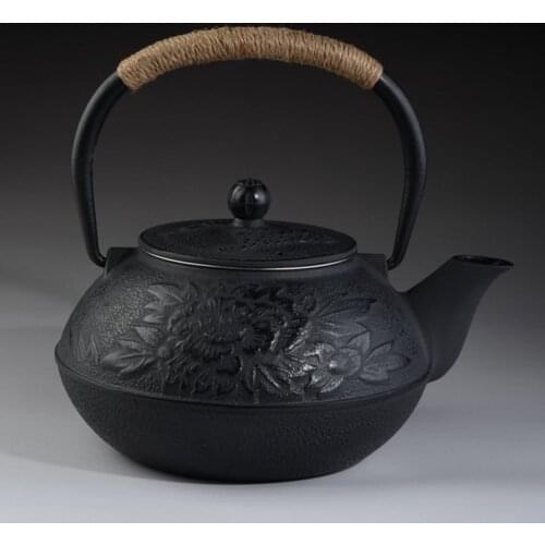 Cast Iron Tea pot Set Japanese TeaPot Tetsubin Kettle With Metal Net Filter 900ml Peony Kung Fu Tea Infusers Authentic Wholesale