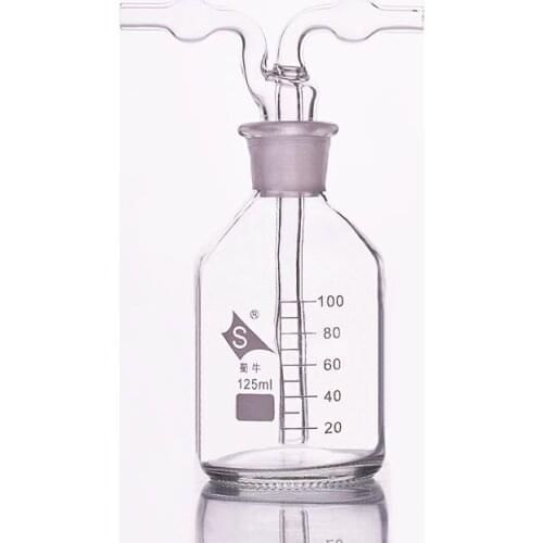 Drechsel gas washing bottle ,Capacity 125ml,Lab Glass Gas Washing Bottle,Free Shipping Shisha hookah