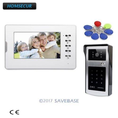 HOMSECUR Color 7" Video Intercom System with Keyfobs And Password Keypad for Home Security 1V1