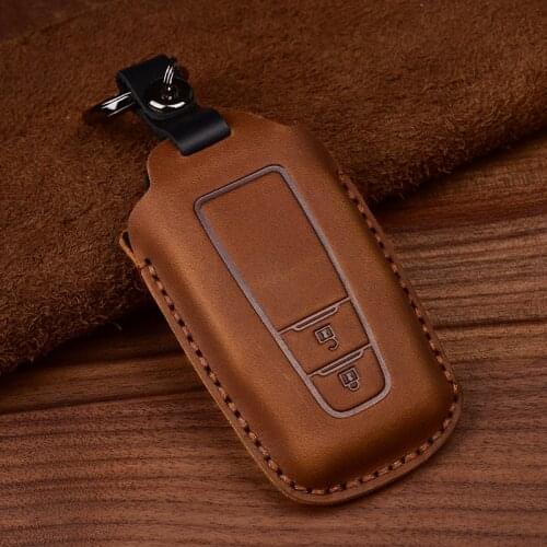 Leather Car Key Cover Case for toyota Case Covers Protection For Toyota Prius Camry Corolla C-HR CHR RAV4 Prado 2018 Keychain