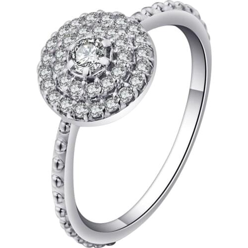 Beautiful White Full Cubic Zirconia CZ Wedding Rings For Women Silver Color Unique Female Engagement Rings Jewelry Simple Design