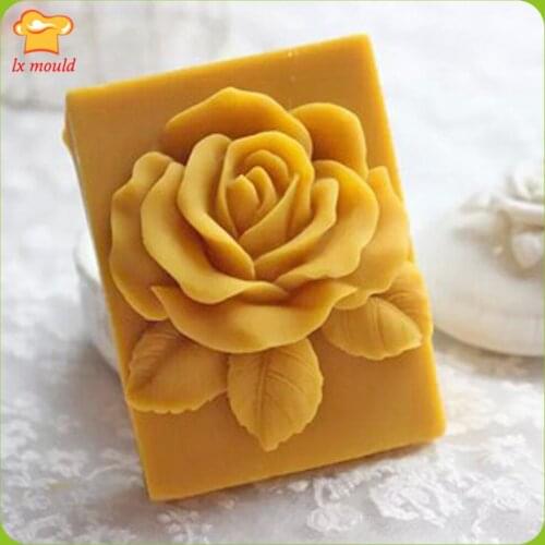 LXYY 3D Big Flower Rose With Leaf Silicone Molds Cake Decoration DIY Ice Soap Chocolate Candle Moulds