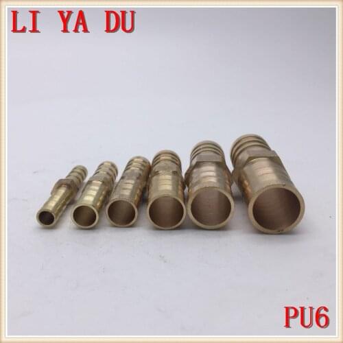 10pcs/lot PU6 Copper pagoda joint Brass joint/water pipe /gas PU-6 Brass Pipe Fitting 2-Way type 6MM