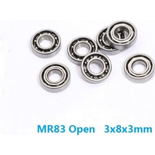 50pcs/100pcs/500pcs MR83 Open Type 3x8x3 mm deep groove Ball Bearing Miniature 3*8*3mm