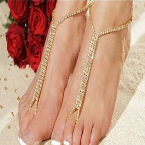 Fashion women Rhinestone Anklet Bohemian Beach Women sandals Ankle Chain Sparkling Crystal Anklet jewelry