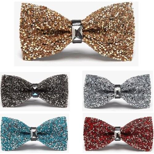 Men Luxury Sparkling Bowties Noble Shiny Crystal Rhinestone Wedding Bow Ties BWTQN0030