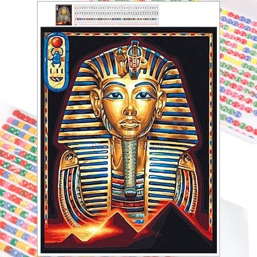 5D DIY Diamond Painting Kit Egypt Pharaoh Crown Mosaic Embroidery Full Square Round Christmas Gift Home Decoration