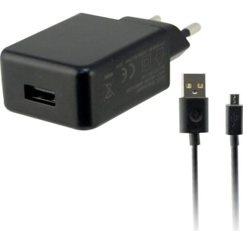 Wall Charger + USB Micro Cable KSIX USB 2A Black