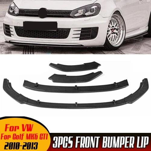 New 3PCS Car Front Bumper Lip Body Kit Spoiler Deflector Lips Diffuser Guard Protector Cover For VW For Golf MK6 GTI 2010-2013