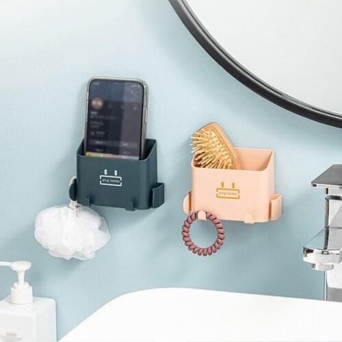 Plastic Storage Box For Remote Control Wall Mounted Organizer Home Office Storage Rack Mobile Phone Holder Household Plug Holder