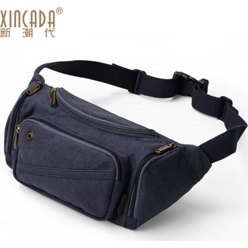 Waist Bag Mens Bags Multi-Functional Large Capacity Multi-Layer Canvas Chest Bag Shoulder Messenger Bag Female Business