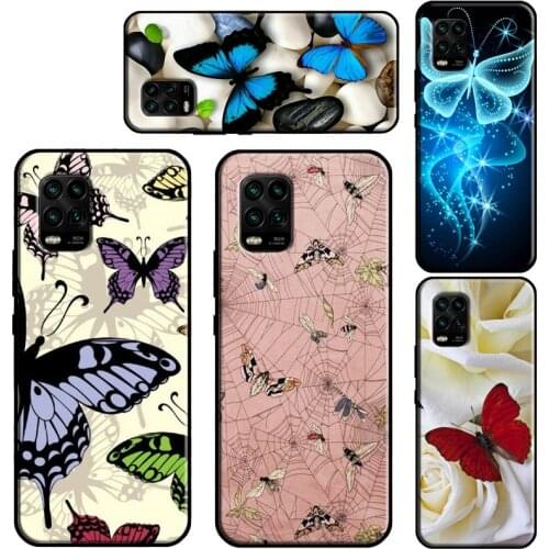 Luxury Blue Butterfly Butterflies Case For Xiaomi Mi 11 Lite 10 9 9T 10T Pro A3 11 Ultra POCO M3 X3 Pro F2 F3 Phone Fundas