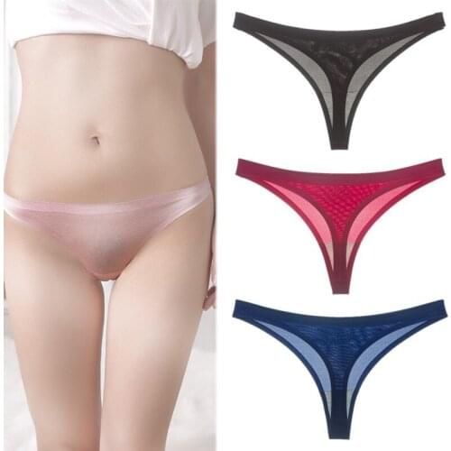 Sexy Women Panties Appeal Transparent Ice Silk Low-Waisted Underwear Summer Ladies Seamless Briefs Thong G-String Panty Pants