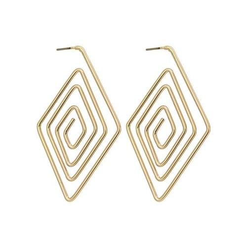 Europe and America Fashion Exaggeration Ear Stud Creative Ultra Large Geometry Rhombus Earrings New Style Cool Square Ear Stud