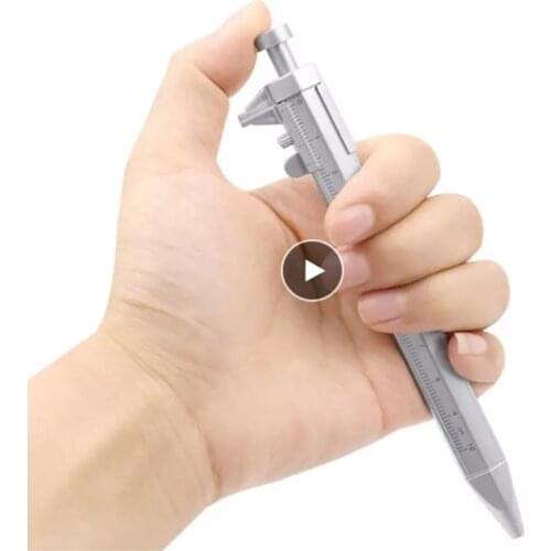 Calipers Vernier Caliper Tool Ballpoint Pen Silver Vernier Caliper Multifunction Pen Creative School Gifts Marker Pen 0-100MM