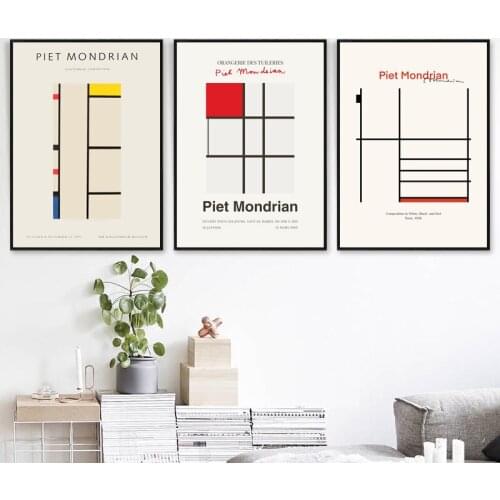 Modern contracted abstract geometry red yellow blue art poster living room decorative painting porch mural hanging picture