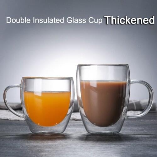 Double Wall Glass Coffee Cup Tea Beer Milk Mug Handmade Transparent Lemon Mug Water Drink Cup Copo Caneca Criativa Beer Glass