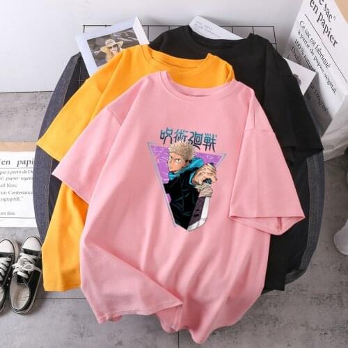 Streetwear Jujutsu kaisen T-shirts Women O-Neck Fashion 2021 Tshirts Vintage Hip Hop Cosplay Tops Tees Washable Poleras Female