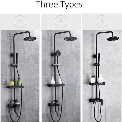 Vidric Vidric Black ORB Thermostatic Shower Faucets Set Rain Shower Commodity Shelf Dual Function Spray 3 Way Mixer Tap Bath Sho