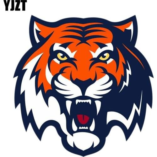 YJZT 13.7CM*13.7CM King of the Forest Tiger Head PVC Motorcycle Car Sticker 11-00592