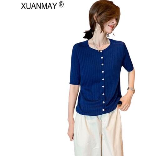 2021 new Summer Womens Sweater high quality womens Knitted Top loose casual Summer clothing Thin Cardigan Sweater