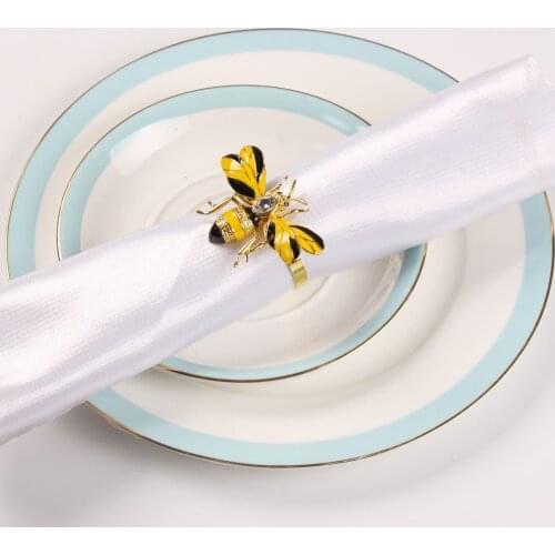 10pcs The new Bee napkin buckle napkin ring alloy green insect dragonfly drip diamond buckle paper towels