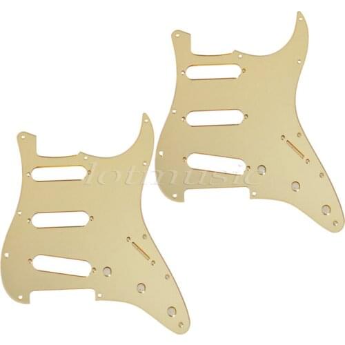 2*Guitar Pickguard Gold Mirror 11 Holes Scratch Plate For Fender Strat Style Replacement