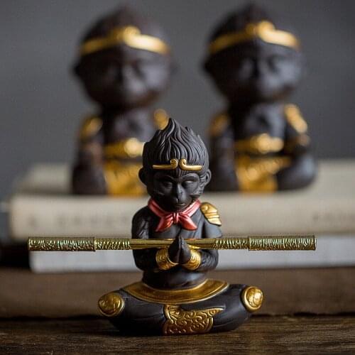 2020 Zisha Ceramic Tea Pet Qitian Dasheng Wukong Monkey Tea Play Ornaments Can Raise Kung Fu Tea Ceremony Car Ceramic Ornaments