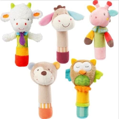 30pcs/lot JJOVCE 5 style animal type Baby Hand Grip Rod Educational Toys Rattle Animal BB Stick Hand Bell Toy