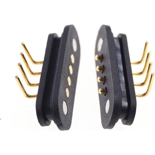 5 Pairs Spring Loaded Header Male Female 4 Pins 2.5 mm Pitch Right Angle THT 90 Degree 2A 36V DC Magnetic Pogo Pin Connector