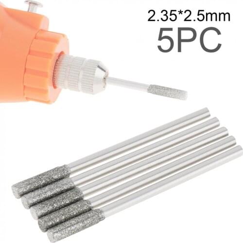 5pcs/lot Diamond Cutting Grinding Head Mounted Points Bit 2.35X2.5mm Shank Stone Carving Polishing for Rotary Tool