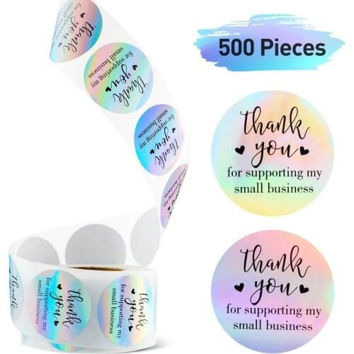 500pcs Rainbow Thank You for Supporting My Small Business Stickers Seal Labels For Shop Handmade Scrapbooking Gift Packaging