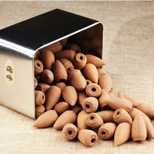 Hot Sale 80pcs Natural Brand New Bullet Sandalwood Incense Smoke Backflow Hollow Cones Tower Incense EF