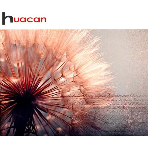 Huacan Diamond Embroidery Cross Stitch Dandelion 5d Diamond Painting Full Drill Square Flower Mosaic Decor For Home