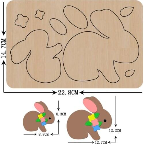 Rabbit Keychain Birthday Cake Decor Plug-in Flag Handwork Wooden Mold Wood Dies Leather Cloth Paper Craft Christmas Tree Pendant