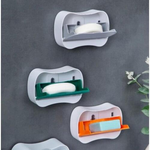 Soap Holder Soap Dish Case Soap Box Dish Storage Plate Drain Soap Box Storage Rack Wall Mounted Plastic Holder With Lid